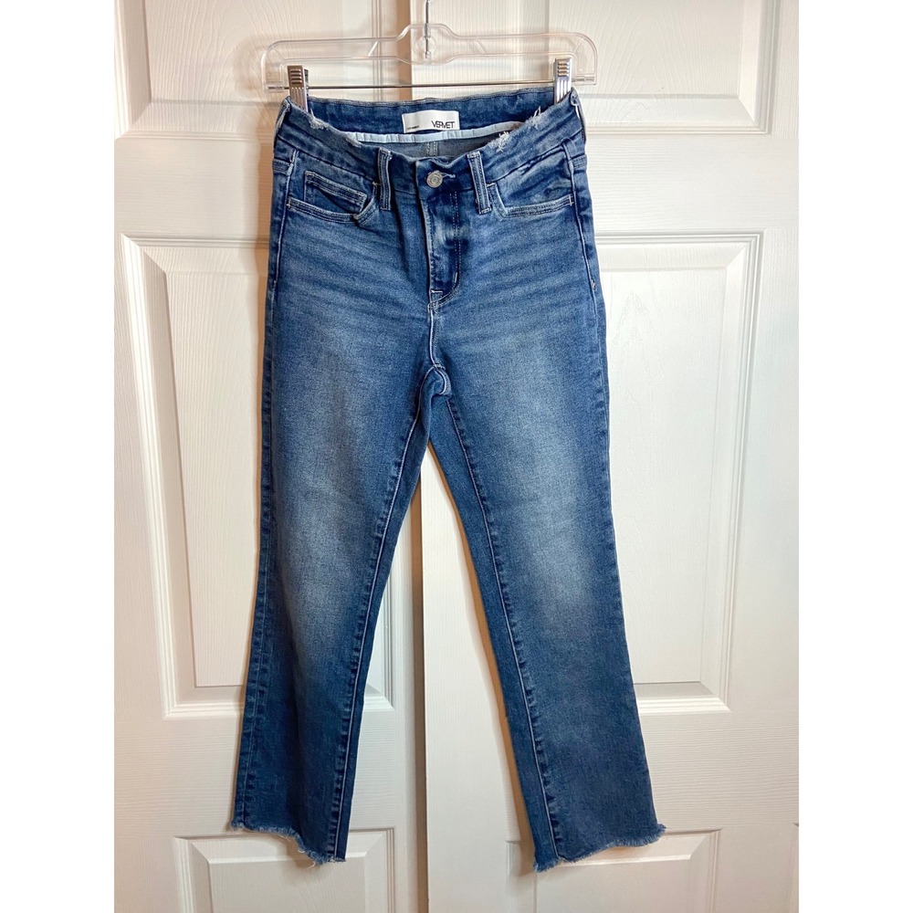 Vervet Los Angeles High Rise Straight Leg Raw Hem Jeans Blue V2213 Size 26